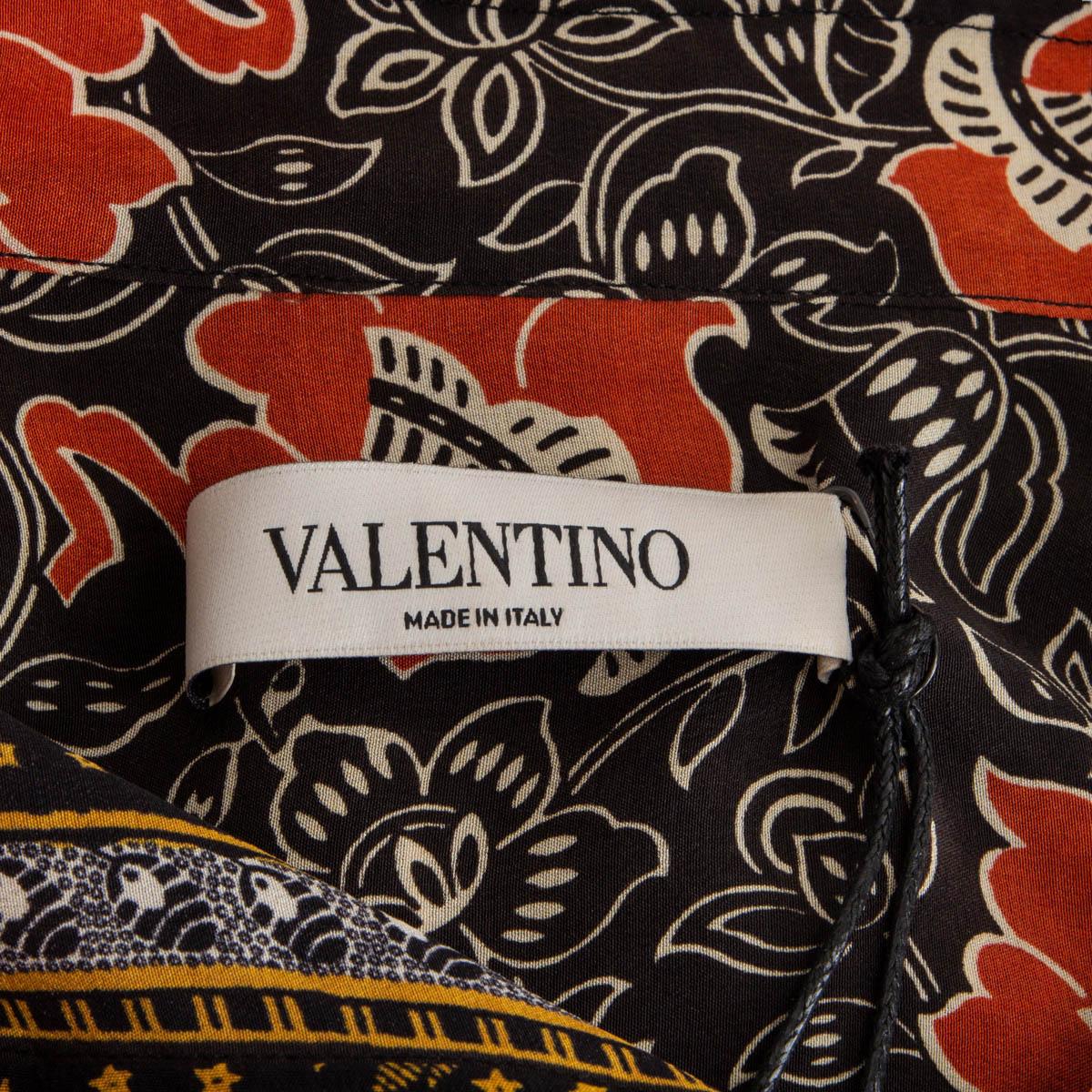 VALENTINO petrol yellow brown silk FLORAL 2015 Blouse Shirt 44 L 1