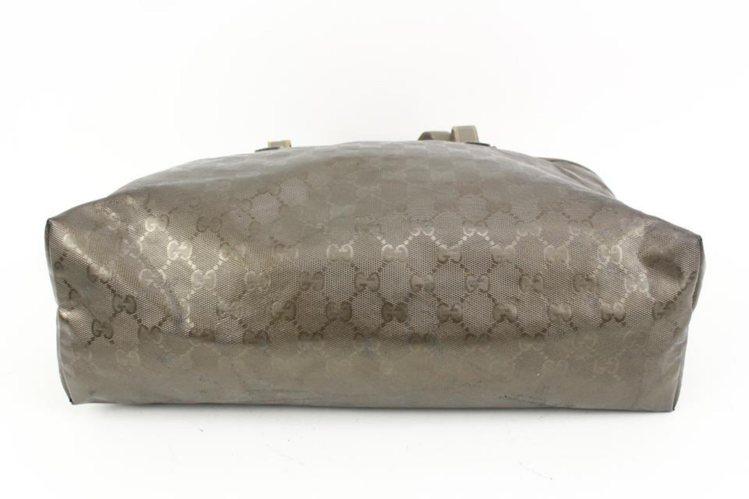 Gucci Pewter Silber Imprime Monogramm Medium Zippered Einkaufstasche 12g419s im Angebot 6