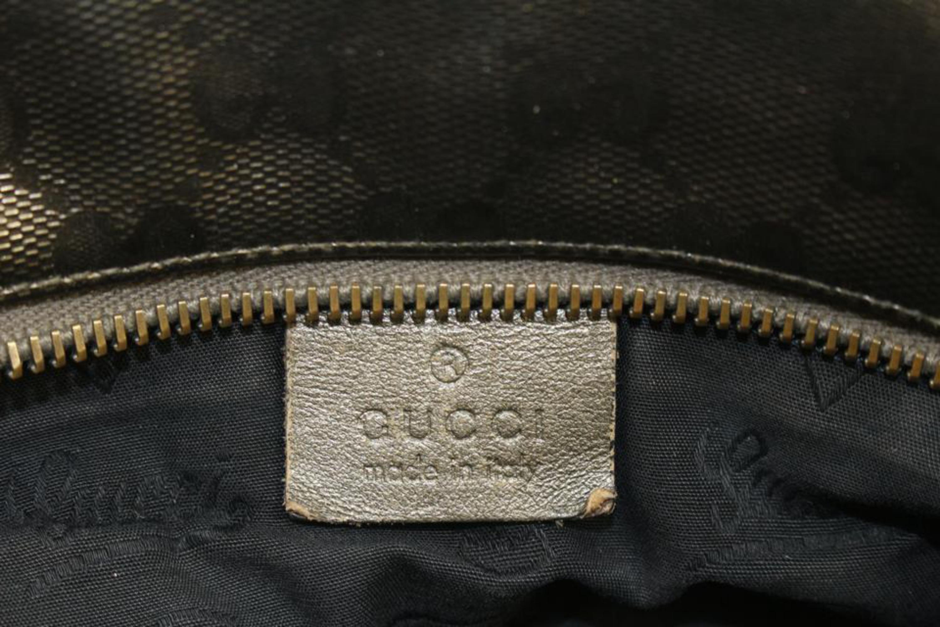 Gucci Pewter Silber Imprime Monogramm Medium Zippered Einkaufstasche 12g419s im Zustand „Gut“ im Angebot in Dix hills, NY