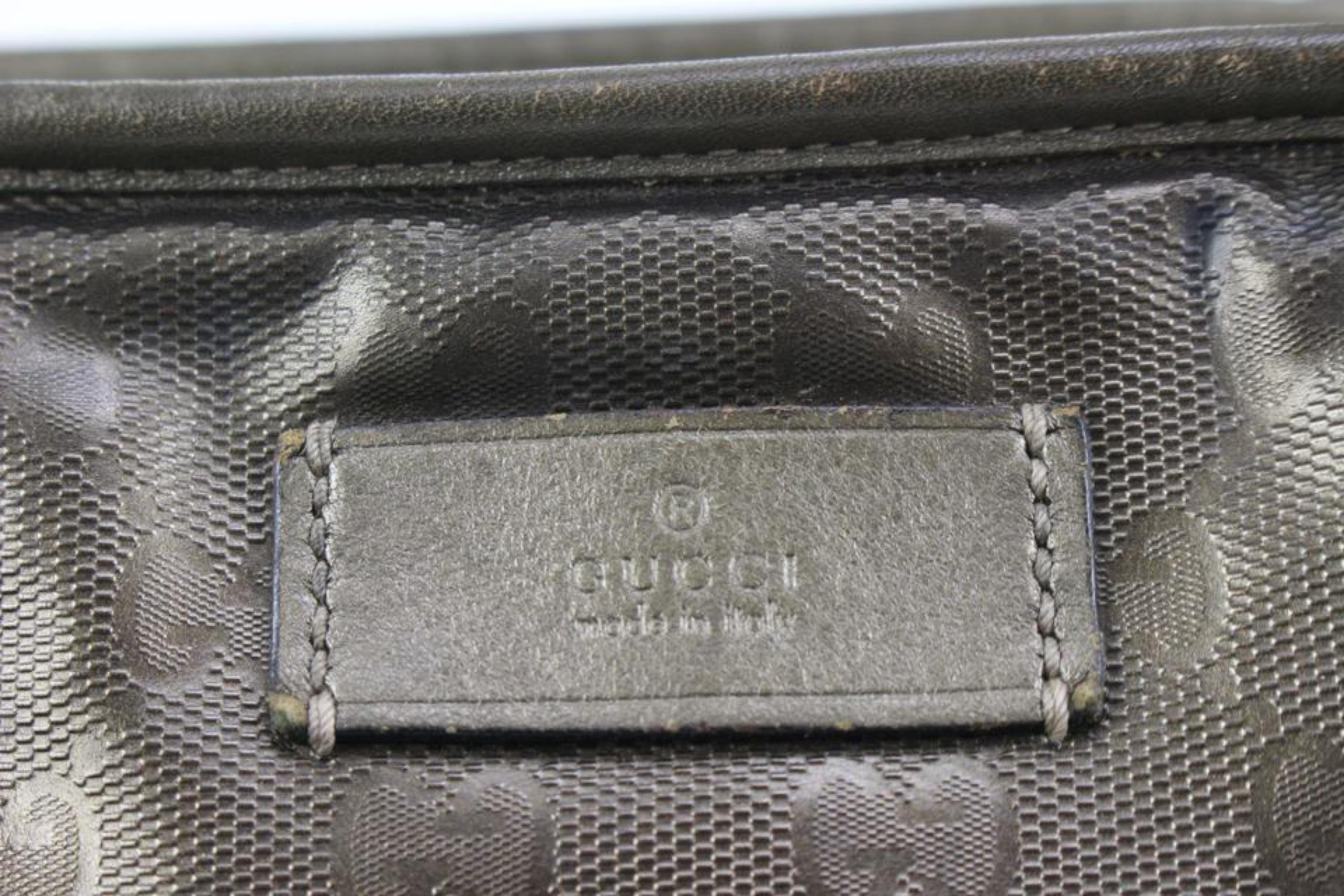 Gucci Pewter Silber Imprime Monogramm Medium Zippered Einkaufstasche 12g419s Damen im Angebot