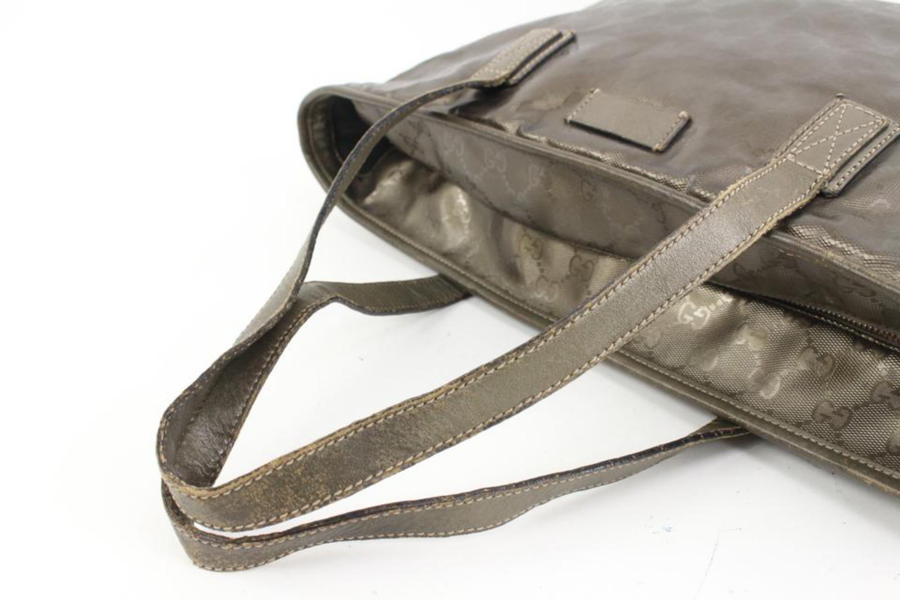 Gucci Pewter Silber Imprime Monogramm Medium Zippered Einkaufstasche 12g419s im Angebot 3