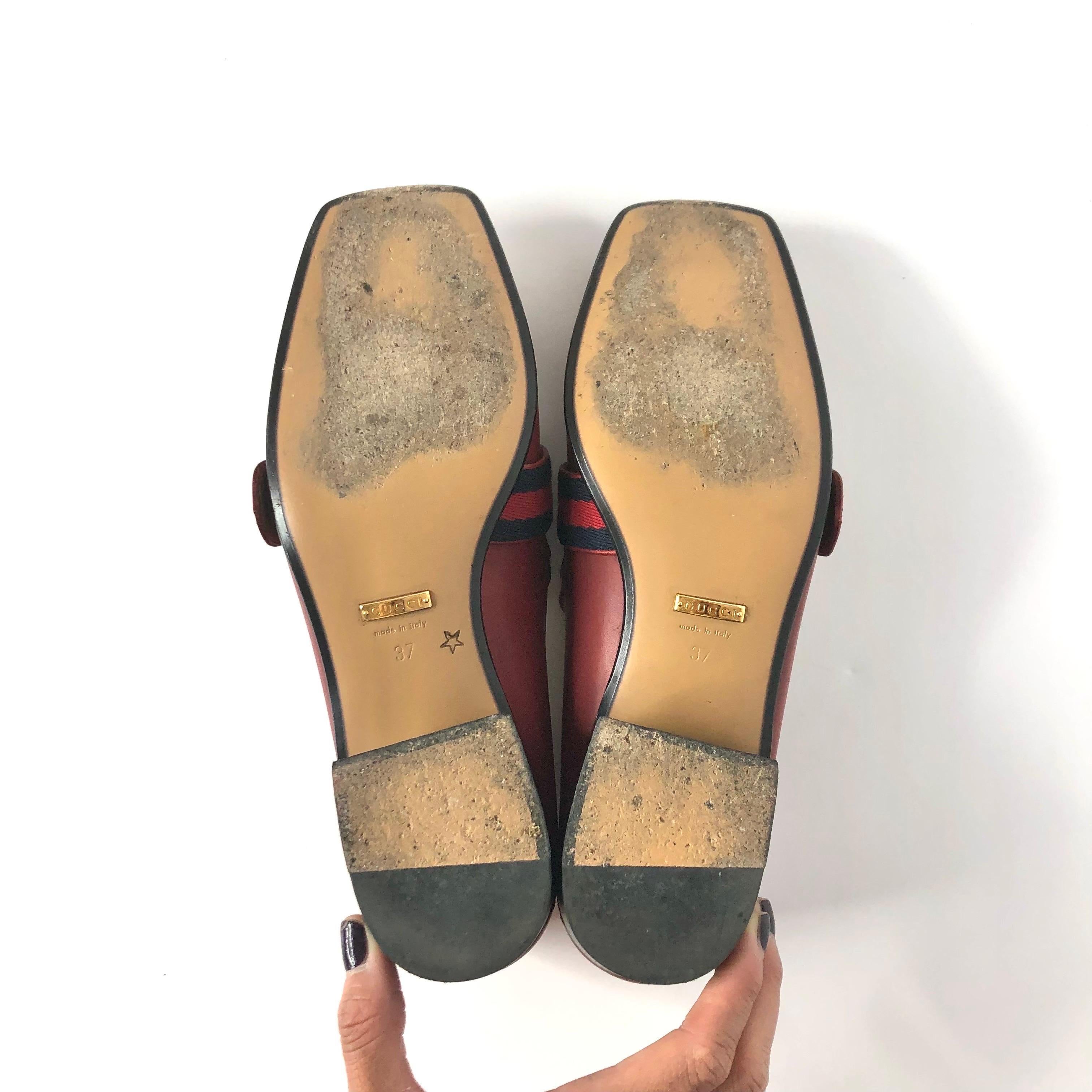 Gucci Peyton Web Stripe Hibiscus Red GG Platform Loafers 37 in vendita 1