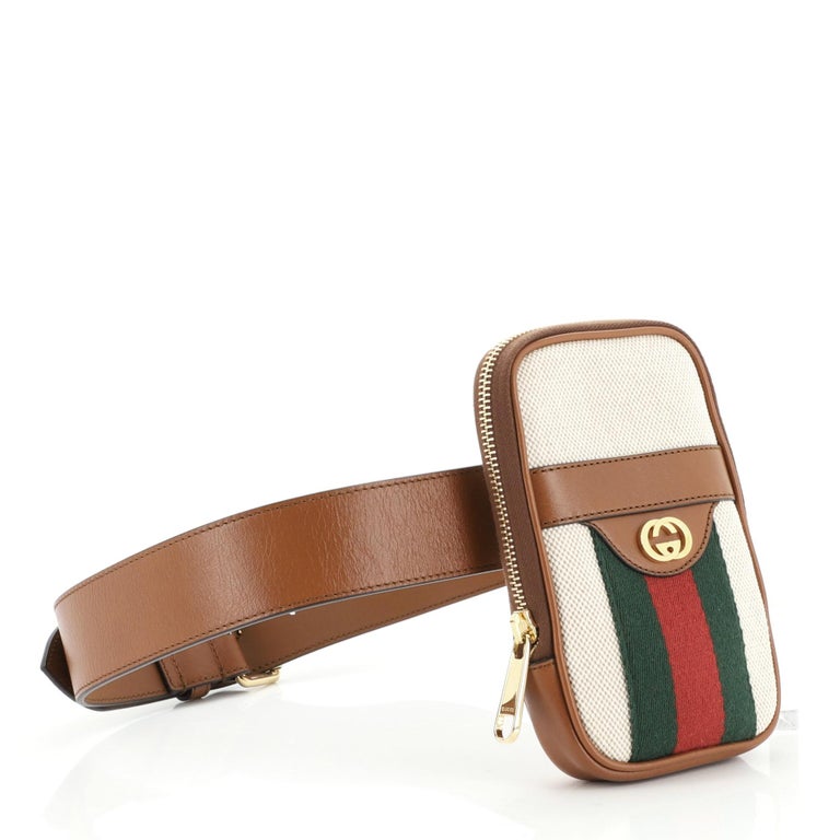 Gucci Phone Case Belt Bag Web Canvas Leather NWT