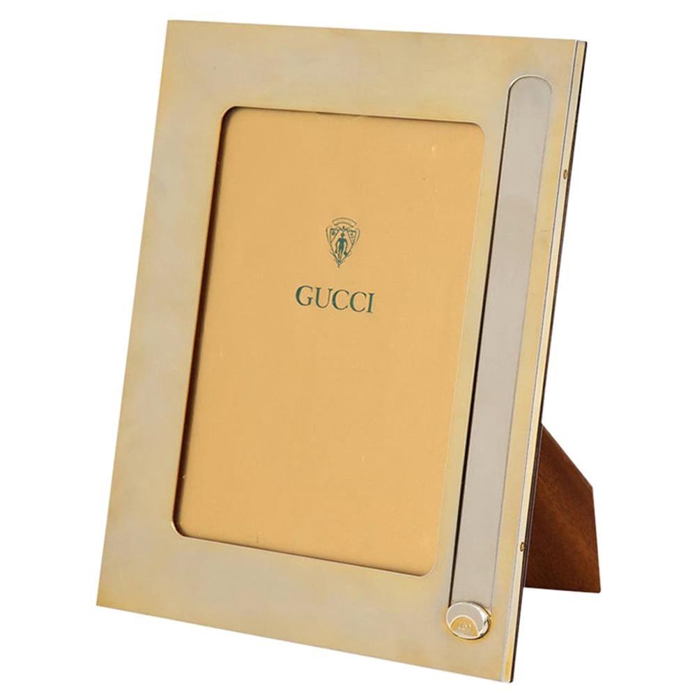 Wonderful Gucci Brass Snake Skin Picture Frame Made in Italy Wood Back