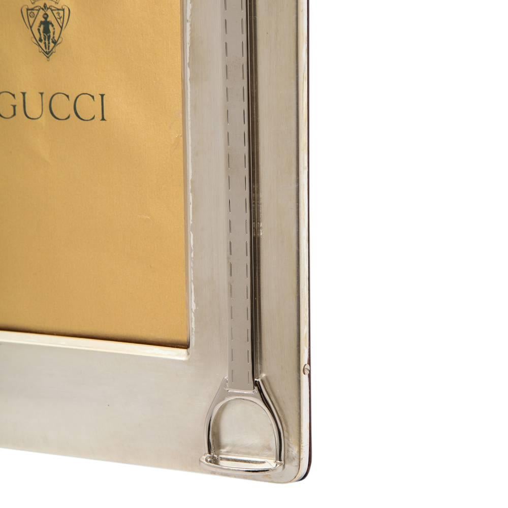 Gucci Stirrup Picture Frame, Silver Plate and Brass, Signed In Good Condition In New York, NY