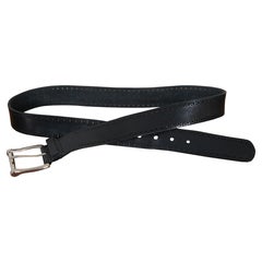 Used Gucci Pierced Black Leather Mens Brogue Belt