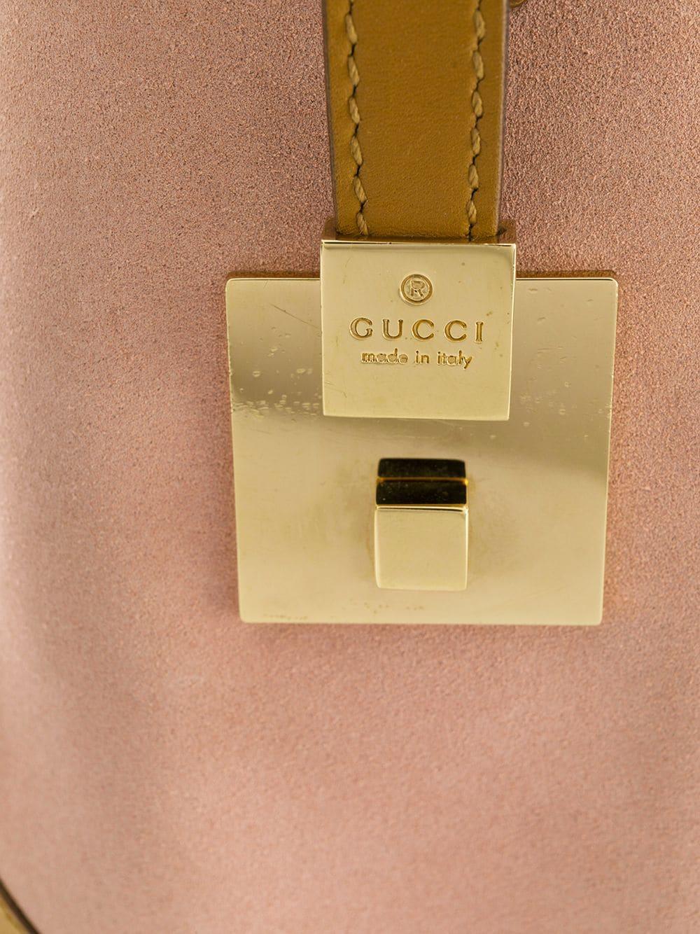 Orange Gucci Pink and Camel Suede Tote Bag