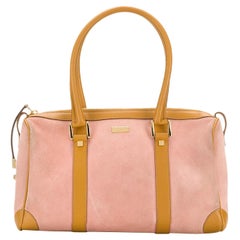 Gucci Pink and Camel Suede Tote Bag