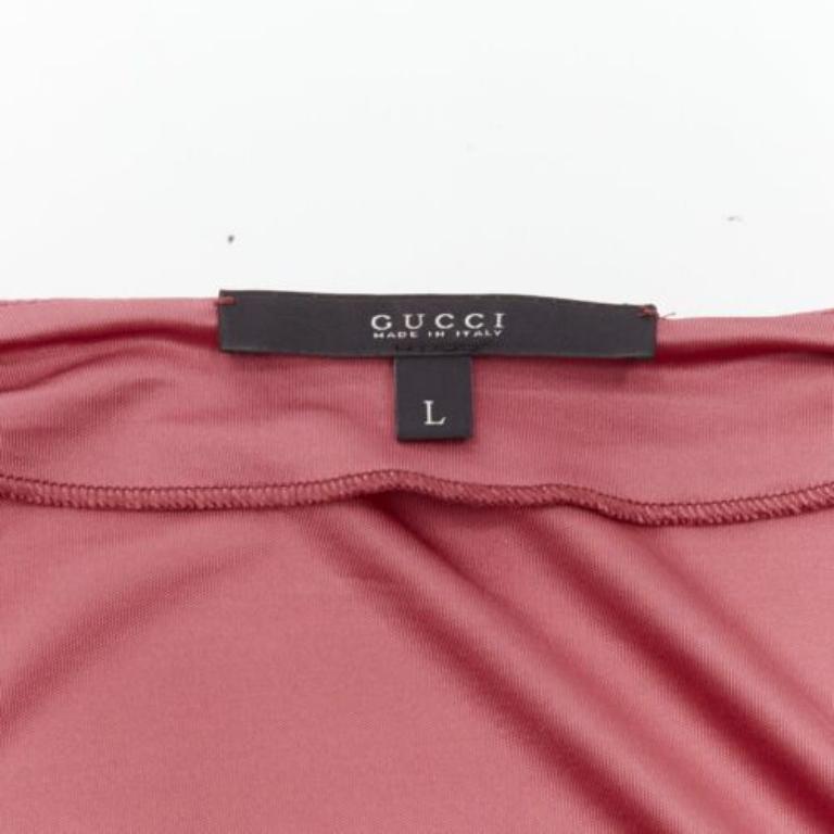 GUCCI pink bamboo buckle silky deep V billow sleeve blouse IT44 L For Sale 3