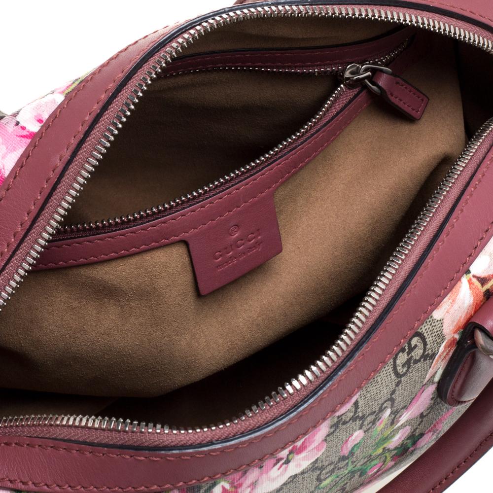 Gucci Pink/Beige GG Blooms Supreme Canvas Boston Bag 3