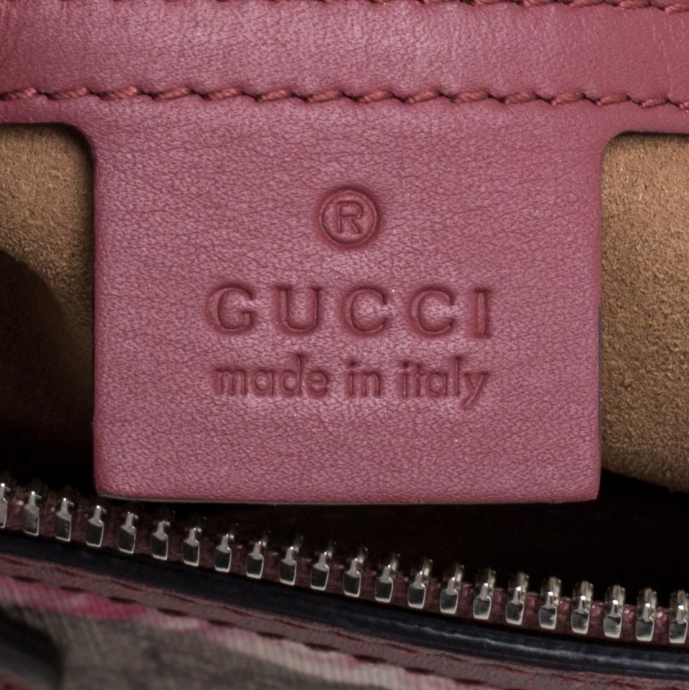 Gucci Pink/Beige GG Blooms Supreme Canvas Boston Bag 4