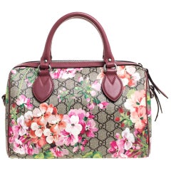 Gucci - Sac Boston en toile rose/beige GG Blooms Supreme