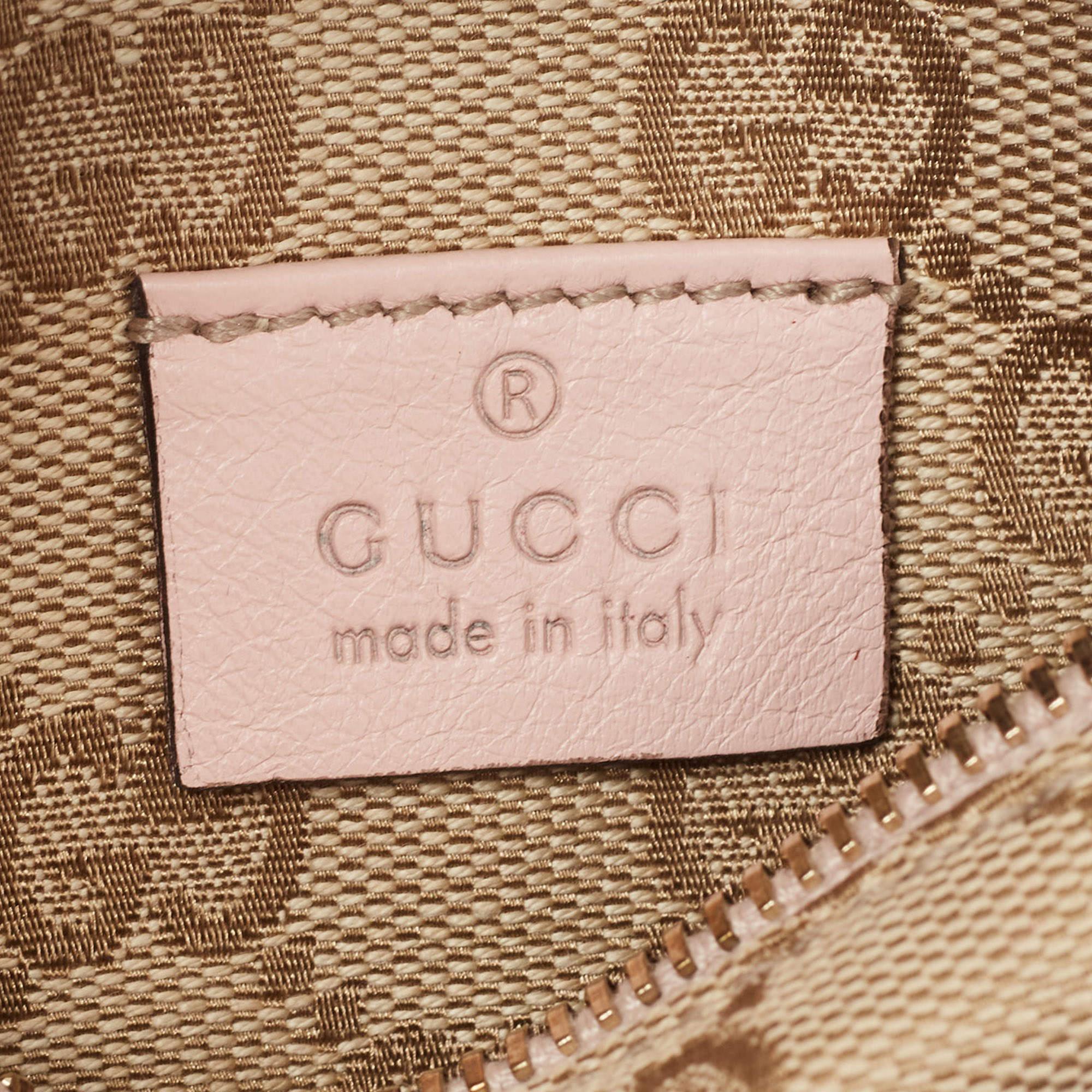 Gucci Rosa/Beige GG Gürteltasche aus Segeltuch und Leder mit doppelter Tasche im Angebot 3