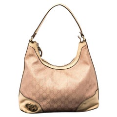 Gucci Pink/Beige GG Canvas and Leather Lovely Heart Hobo