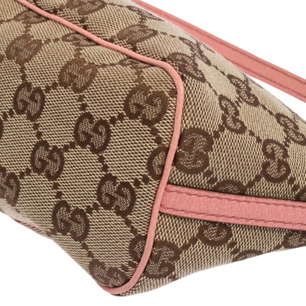 Gucci Pink/Beige GG Canvas And Leather Pochette 2