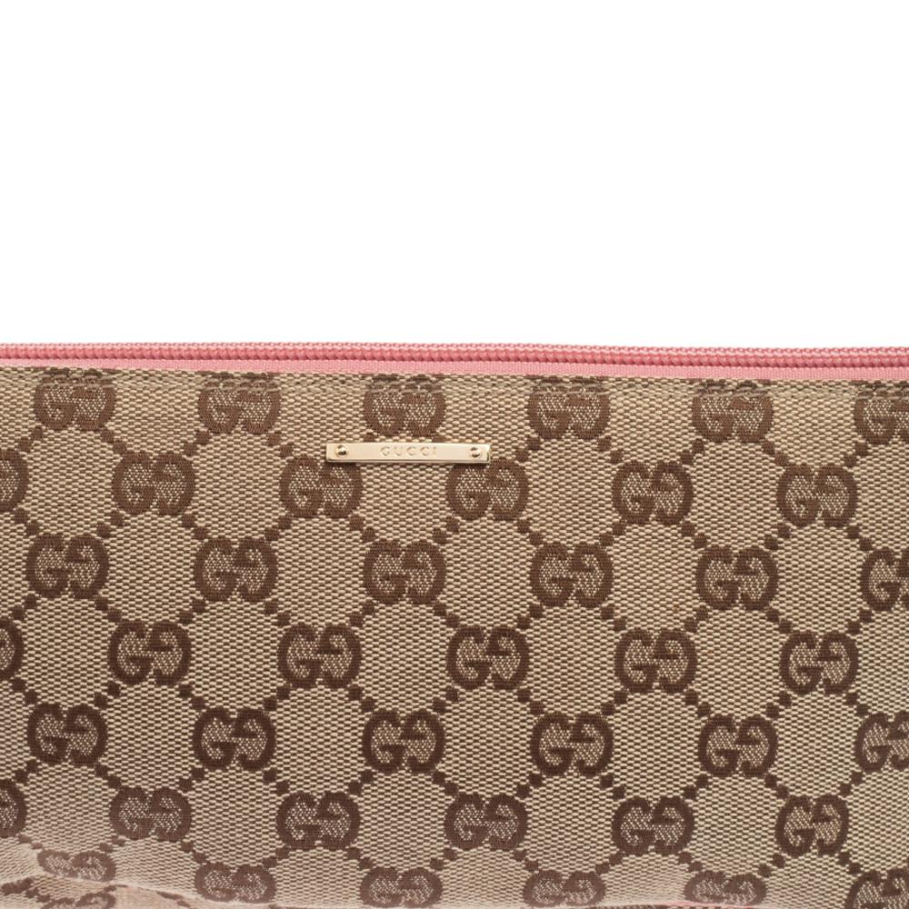 Gucci Pink/Beige GG Canvas And Leather Pochette 3