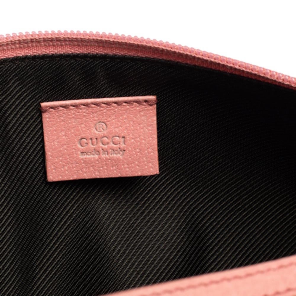 Brown Gucci Pink/Beige GG Canvas And Leather Pochette