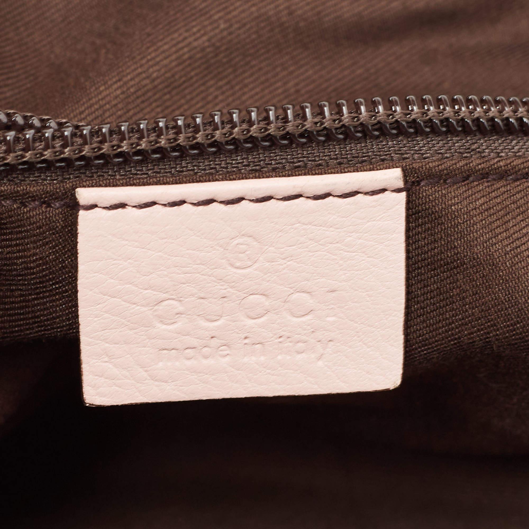 Gucci Pink/Beige GG Canvas and Leather Sherry Line Tote 9