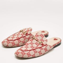 Gucci Pink/Beige GG Canvas Princetown Mules Size 39