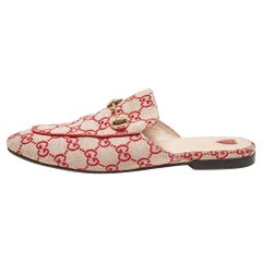 Gucci Pink/Beige GG Canvas Princetown Mules Size 39
