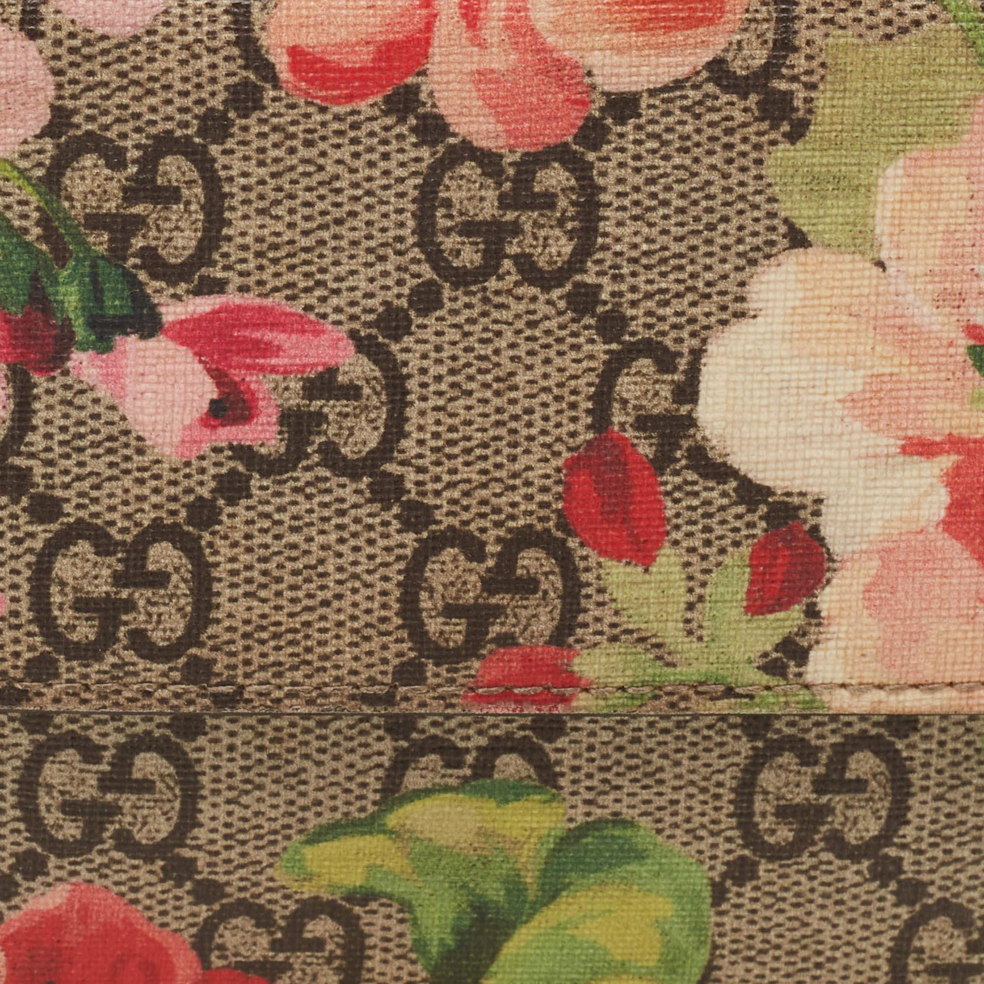 Gucci Pink/Beige GG Supreme Blooms Canvas French Flap Wallet 3