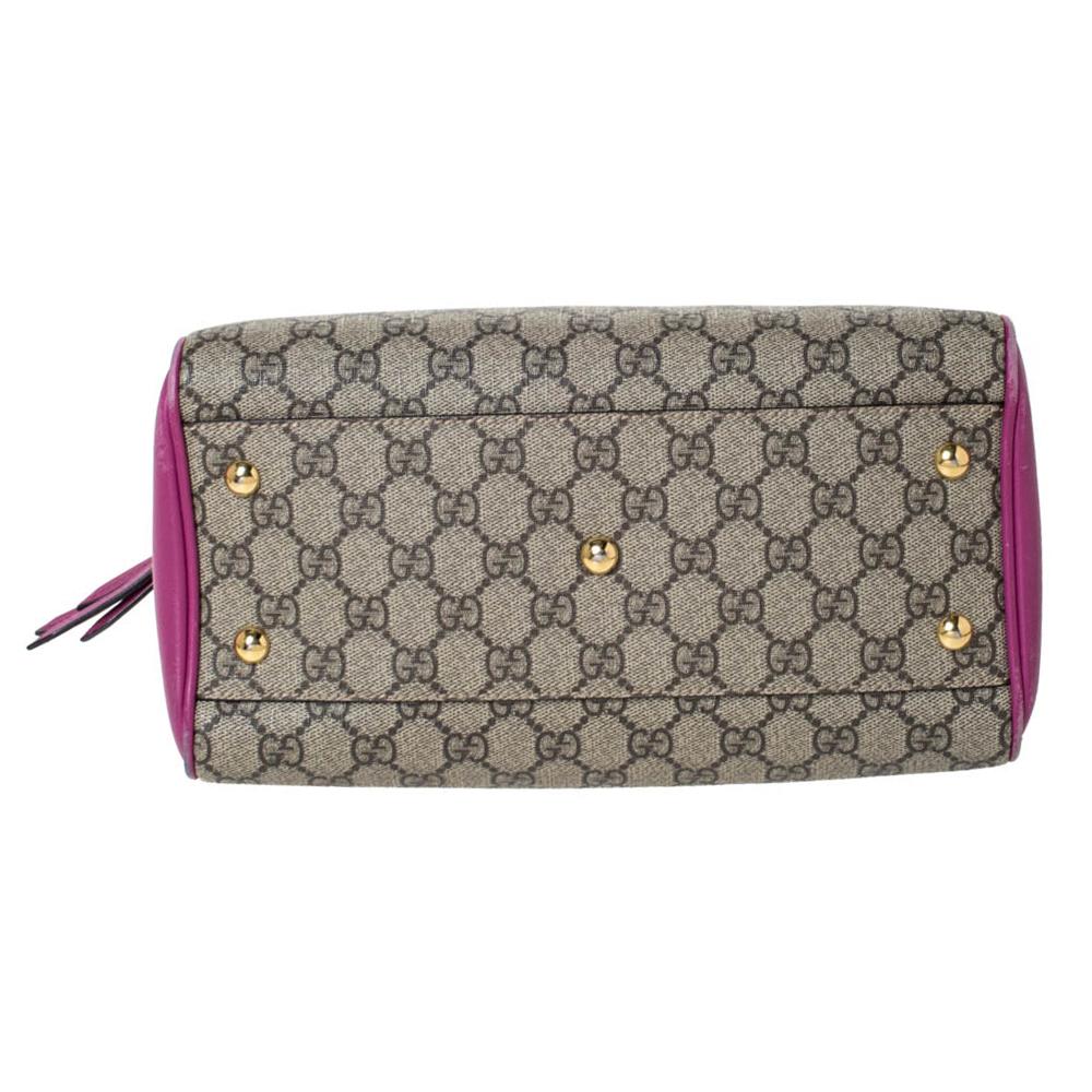 Gucci Rosa/Beige GG Supreme Tasche aus Segeltuch und Leder Boston Damen