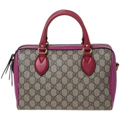 Gucci Rosa/Beige GG Supreme Tasche aus Segeltuch und Leder Boston
