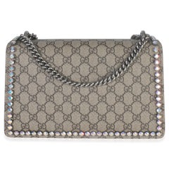 Gucci Pink Beige GG Supreme Canvas Crystal Small Dionysus Shoulder Bag