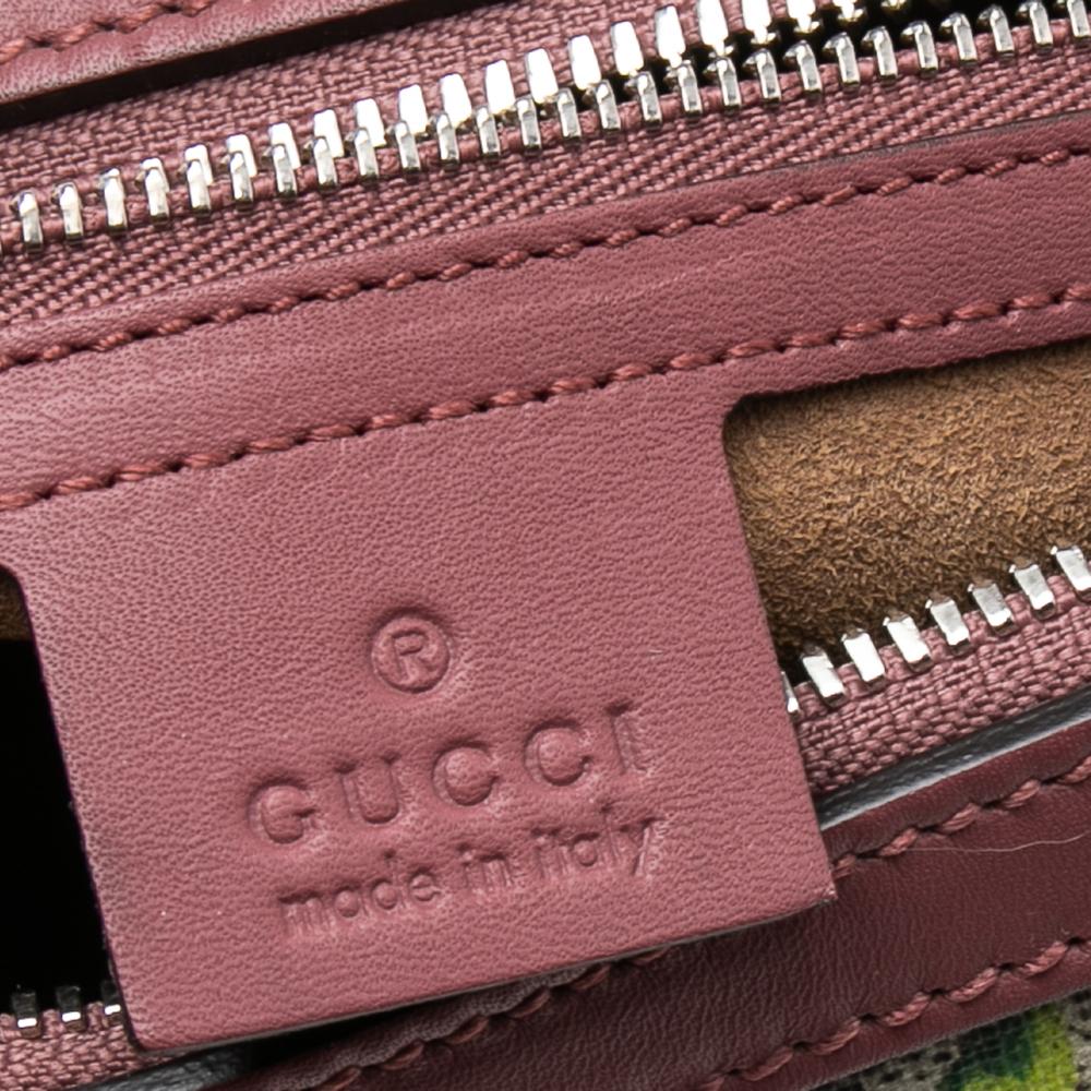 Brown Gucci Pink/Beige GG Supreme Canvas Medium Blooms Boston Bag