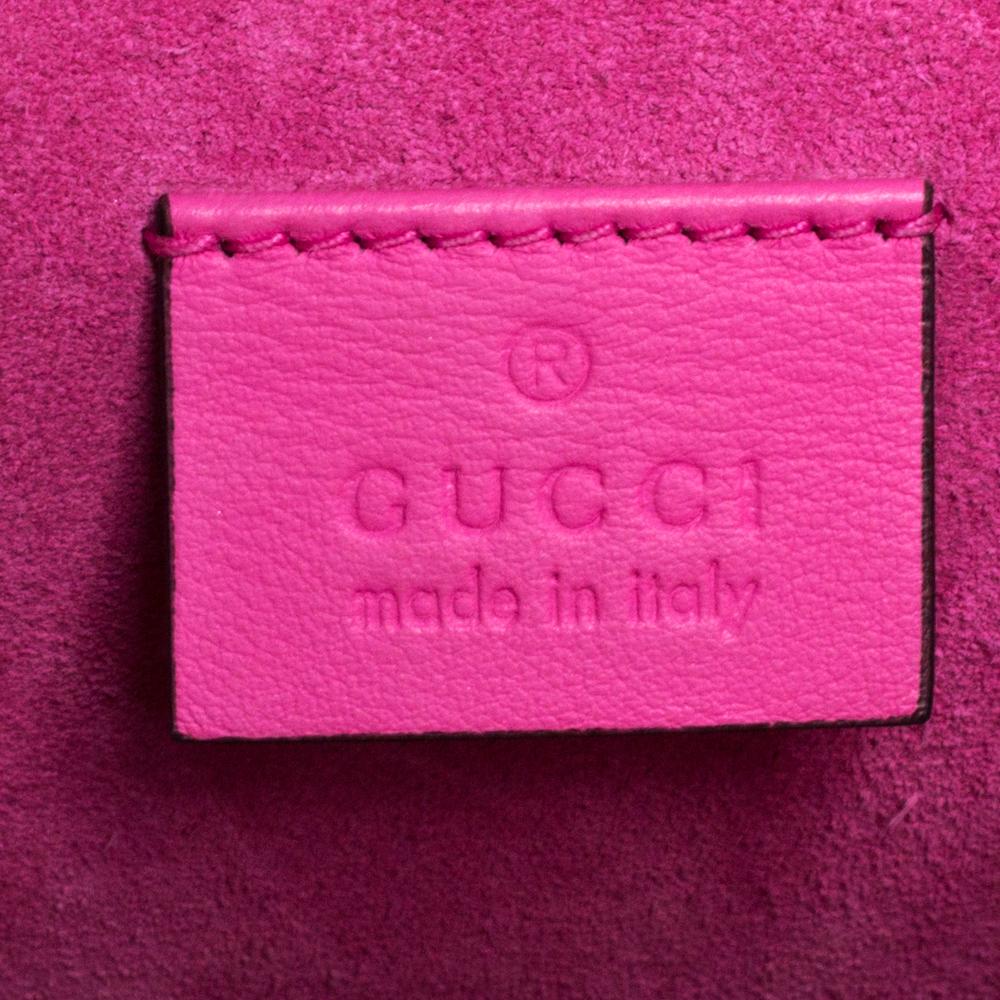 Gucci Pink/Beige GG Supreme Canvas &  Suede Medium Crsytal Dionysus Shoulder Bag 5