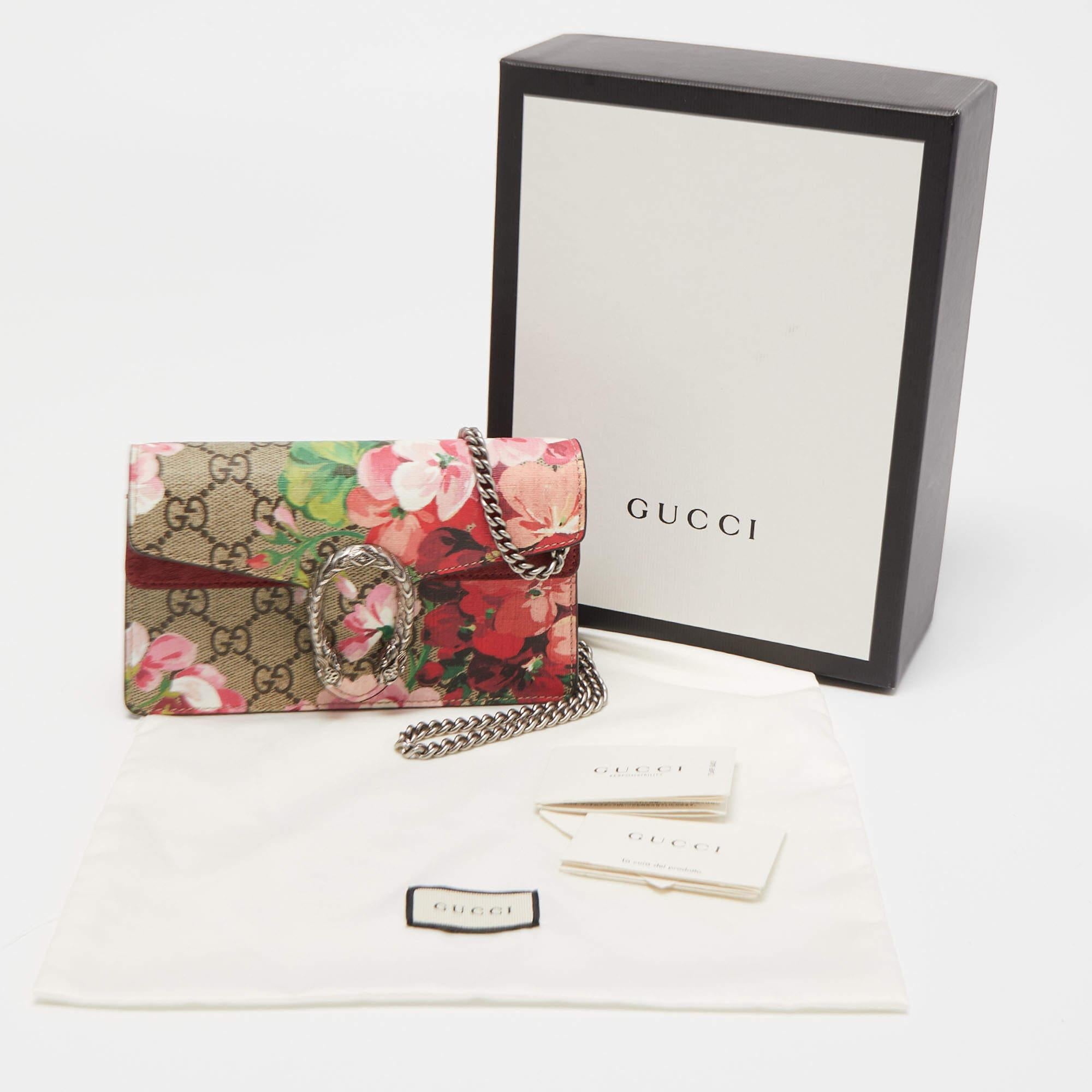 Gucci Super Mini Blooms Dionysus Sac à chaîne GG Supremes rose/beige 6