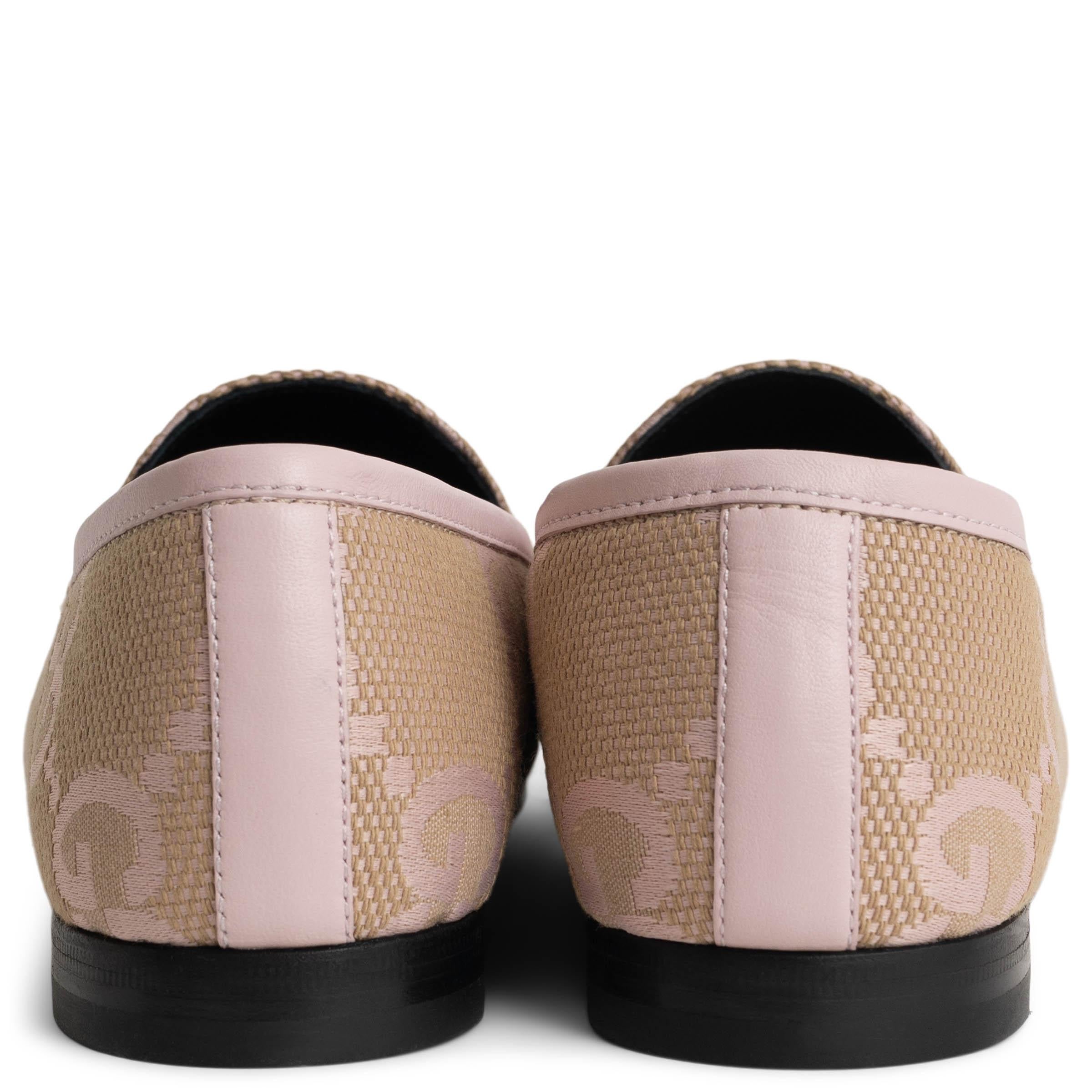 GUCCI rosa & beige JORDAAN JUMBO GG CANvas Loafers Schuhe 38,5 im Zustand „Neu“ im Angebot in Zürich, CH