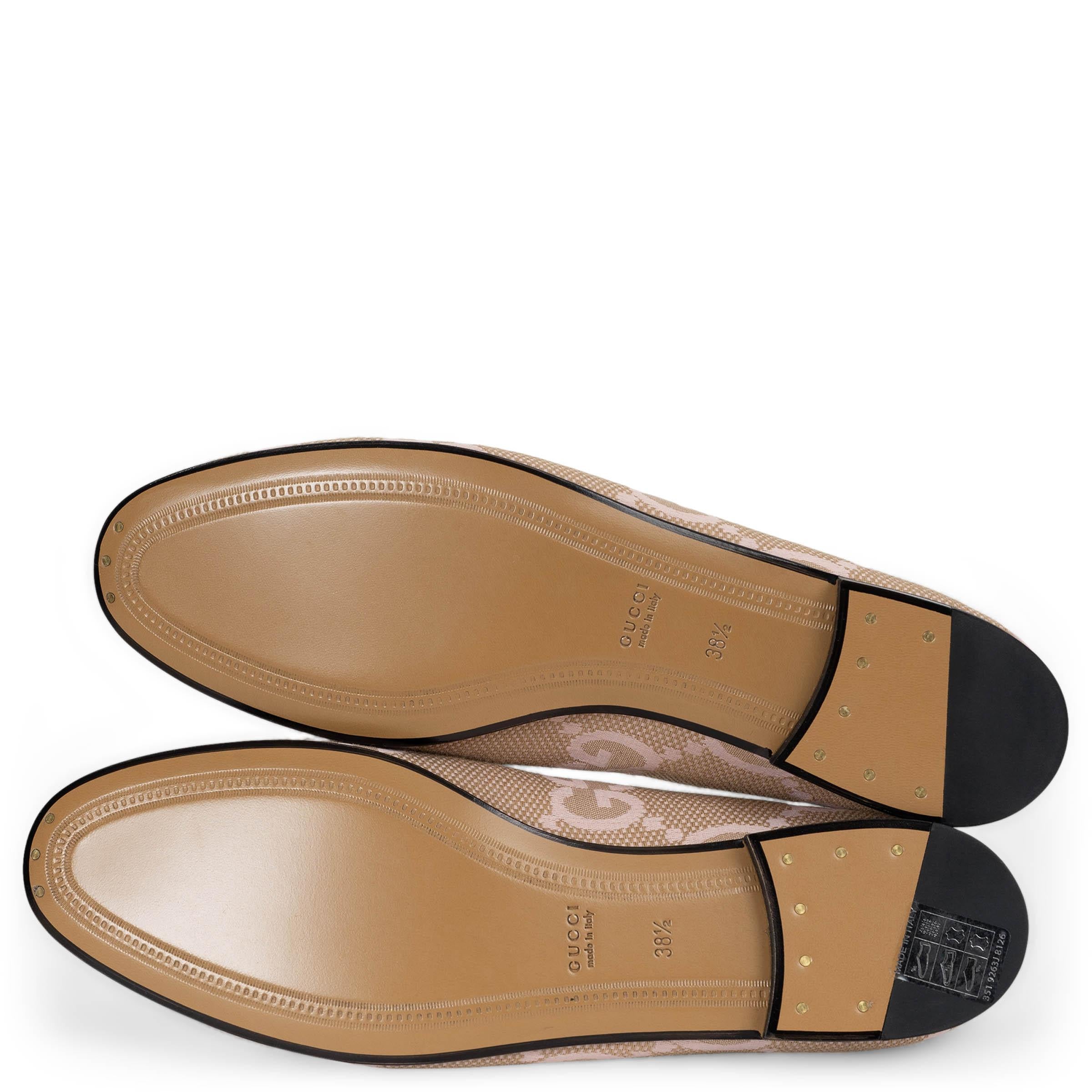 GUCCI rosa & beige JORDAAN JUMBO GG CANvas Loafers Schuhe 38,5 im Angebot 3
