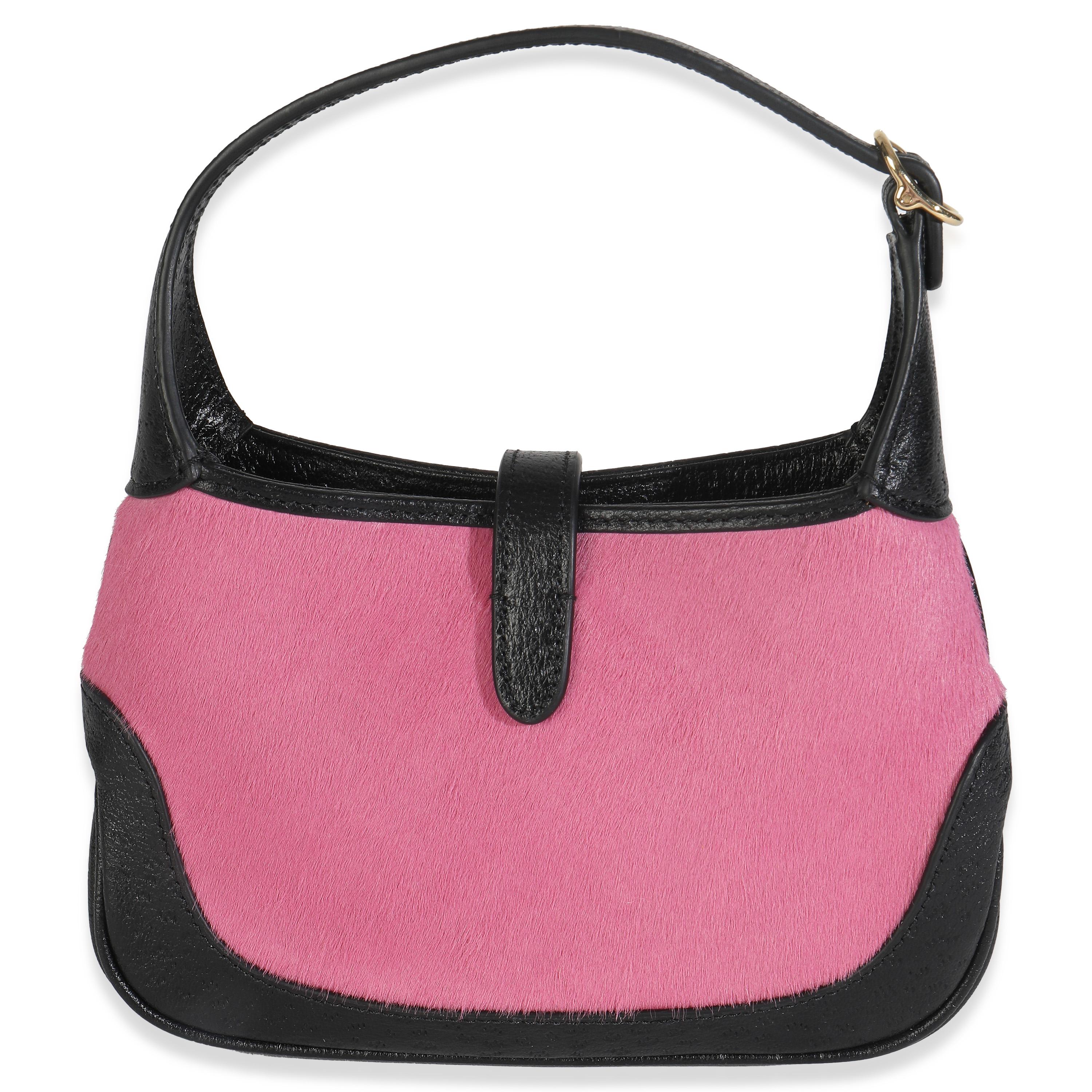 Título del listado: Gucci rosa negro pelo de becerro con textura de piel de becerro dólar Mini Jackie 1961 Hobo
SKU: 148294
MSRP: 2800.00 USD
Estado: Seminuevo 
Estado del bolso: Excelente
Comentarios sobre el estado: El artículo está en excelentes