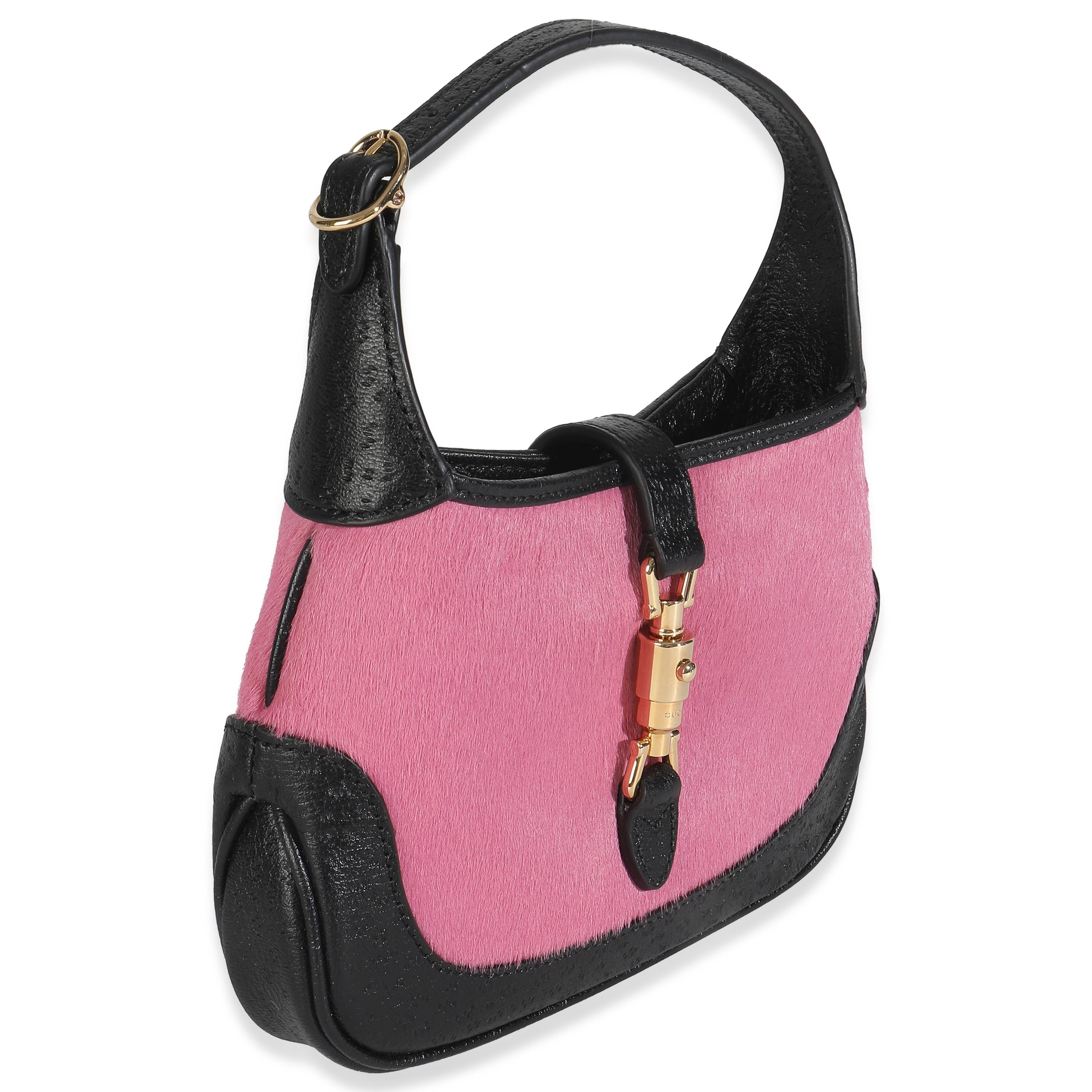 Mini hobo Jackie 1961 de piel de becerro con textura de pelo de becerro negro rosa de Gucci Rosa en venta