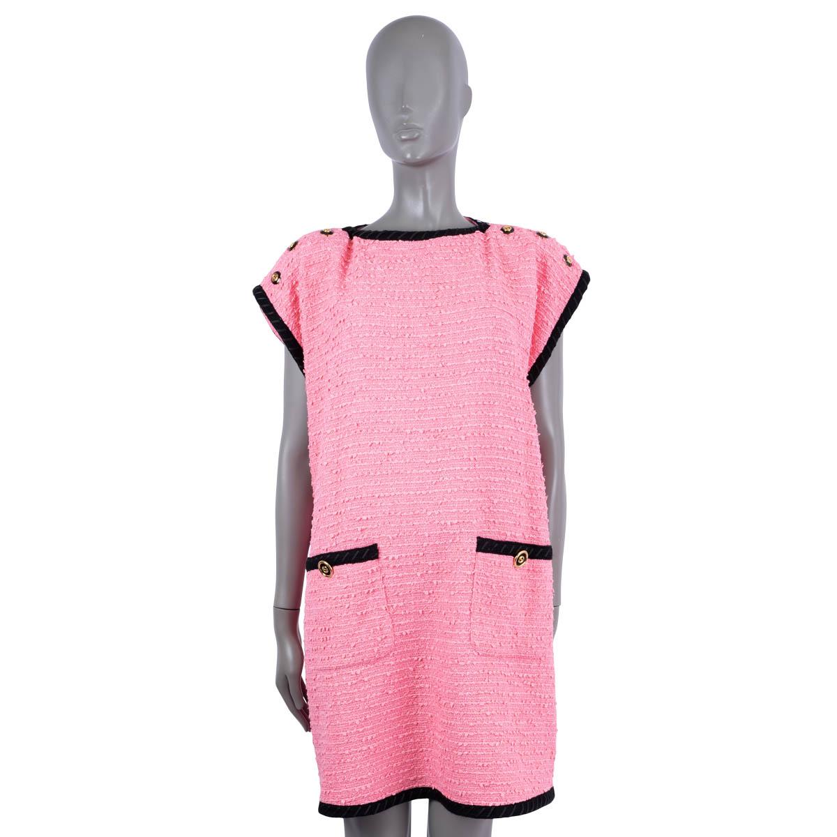 Pink GUCCI pink & black cotton 2019 BOUCLE TWEED Dress 46 XL For Sale