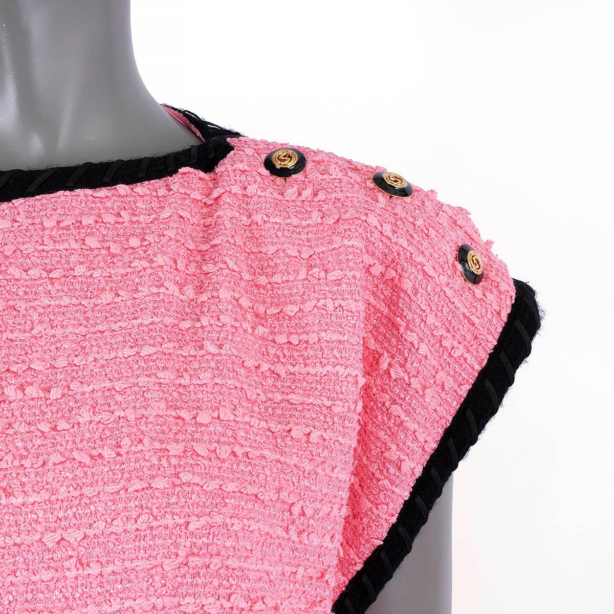 GUCCI rosa & schwarz Baumwolle 2019 BOUCLE TWEED Kleid 46 XL im Angebot 1