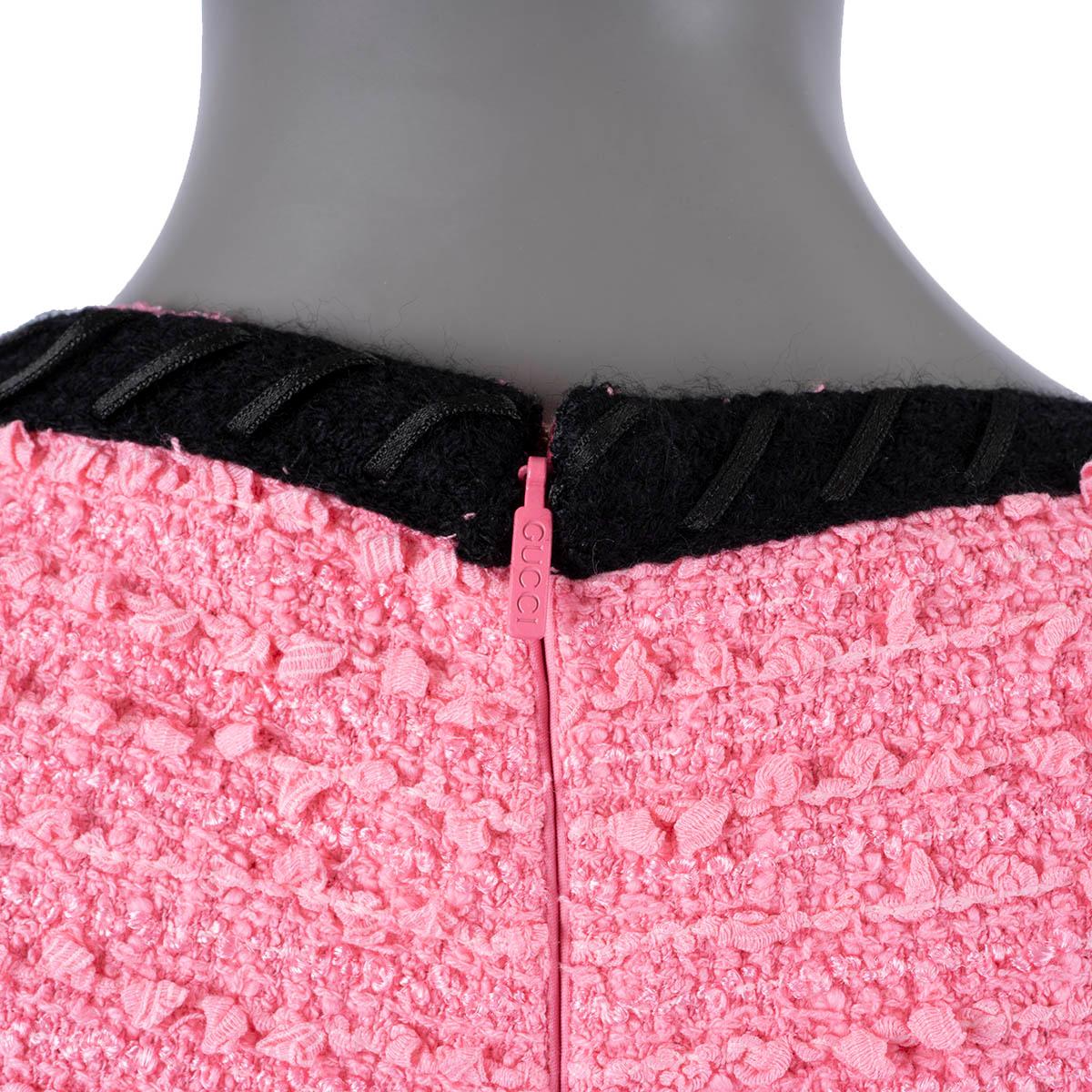 GUCCI pink & black cotton 2019 BOUCLE TWEED Dress 46 XL For Sale 3
