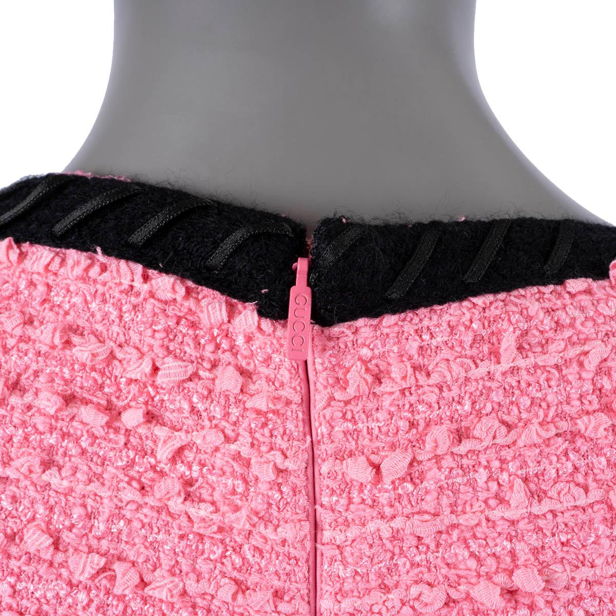 GUCCI rosa & schwarz Baumwolle 2019 BOUCLE TWEED Kleid 46 XL im Angebot 3