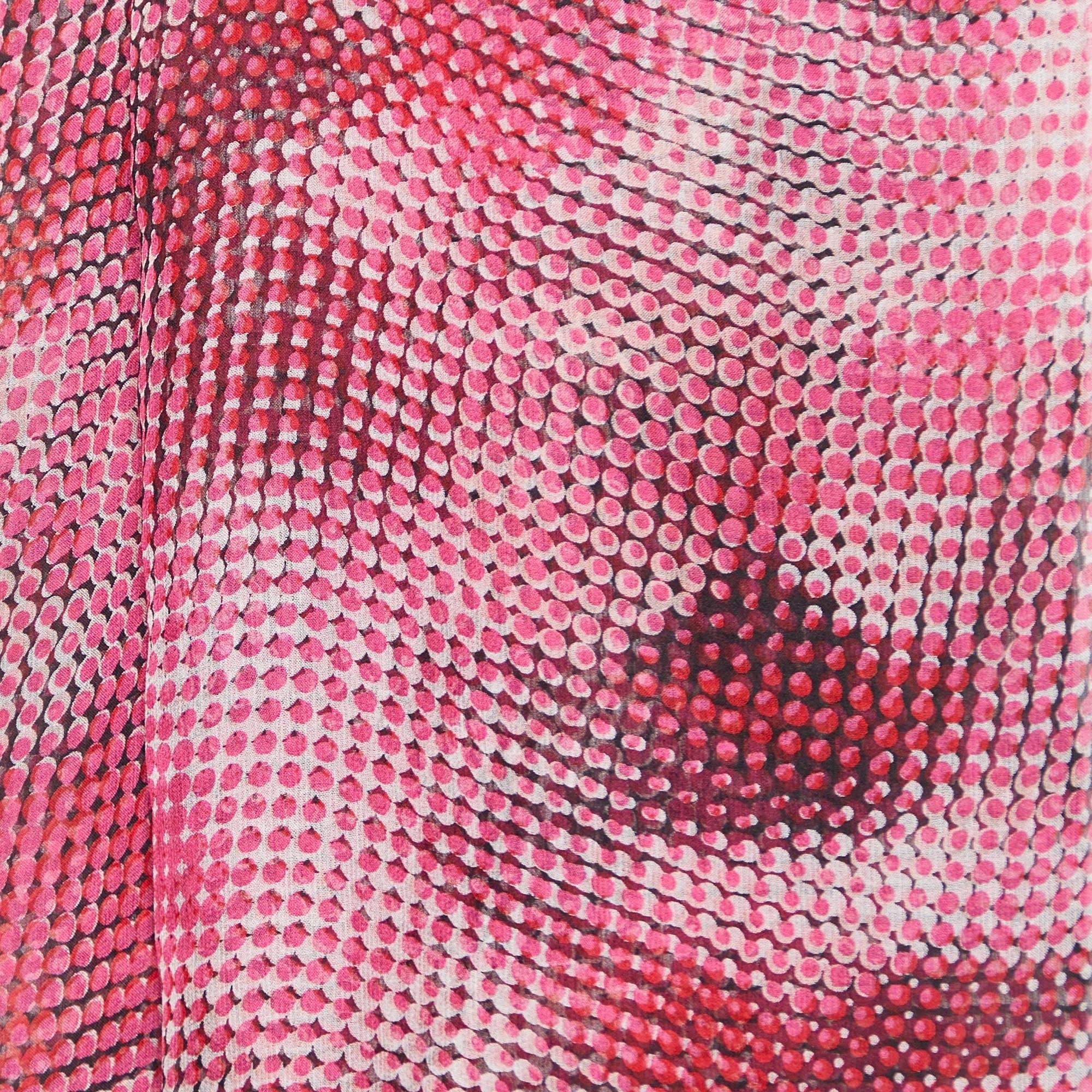 Women's Gucci Pink/Black Optical Illusion Print Silk Chiffon Stole For Sale