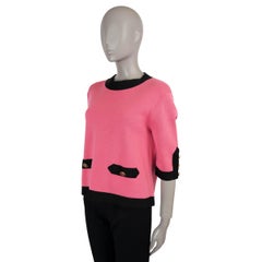 GUCCI pink black silk & cotton 2019 CONTRAST TRIM Sweater S