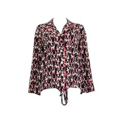 GUCCI rose & noir soie FRENCH BULLDOG Blouse Shirt 40 S