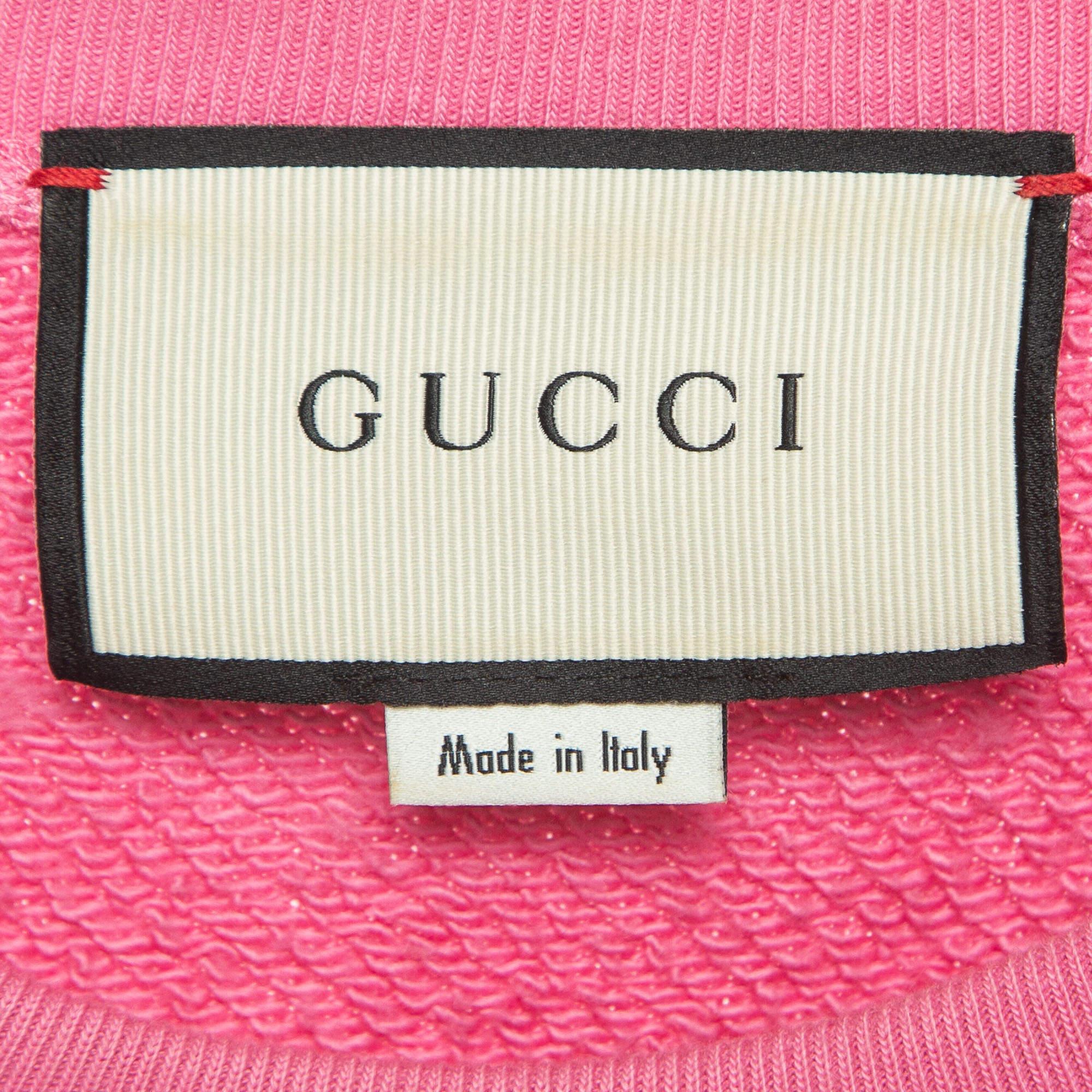 Gucci Pink Blind For Love Print Cotton Knit Sweatshirt XS For Sale 1
