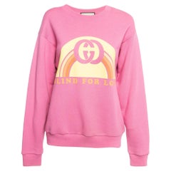 Gucci Pink Blind For Love Print Cotton Knit Sweatshirt XS