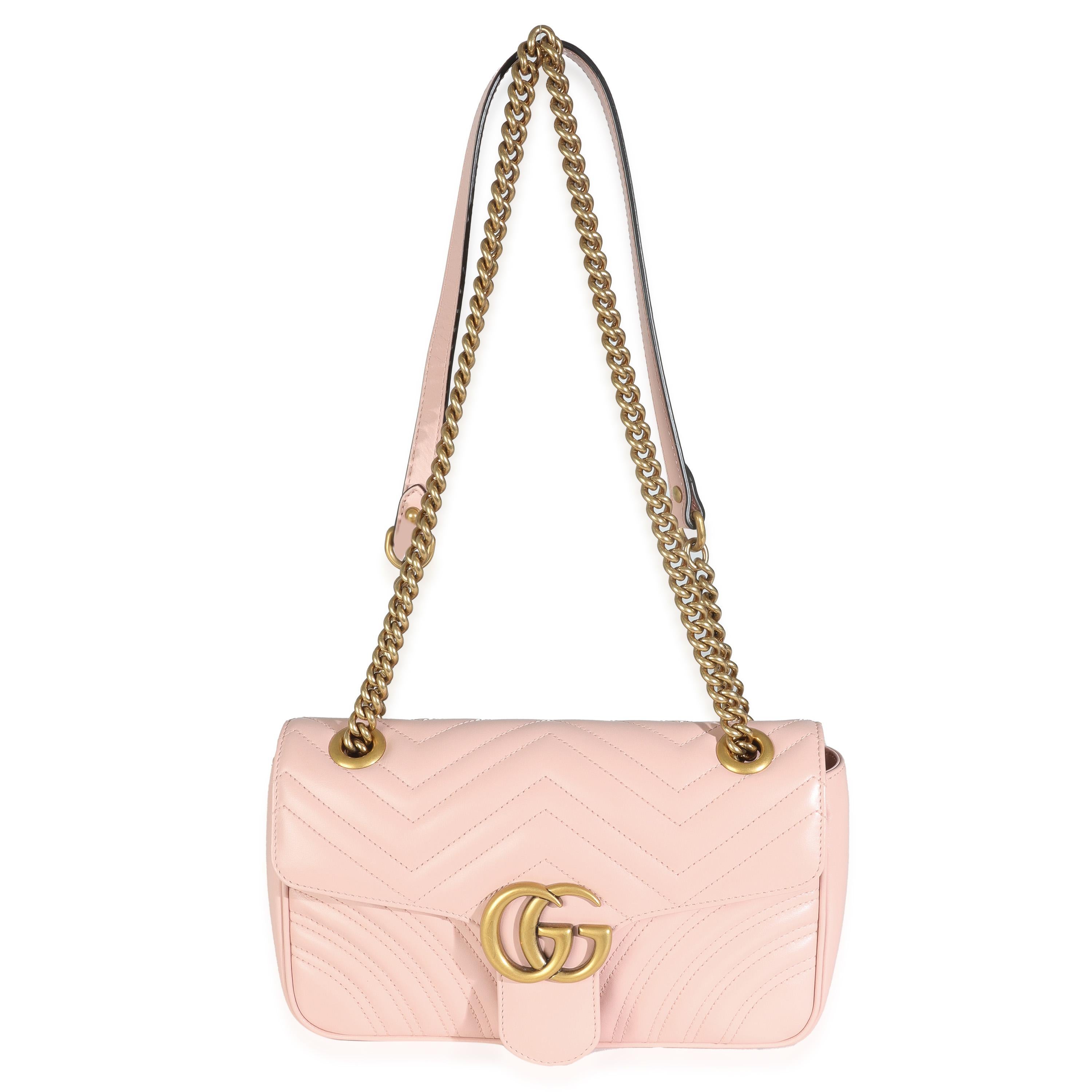 Gucci Borsa a tracolla piccola GG Marmont in pelle di vitello rosa Matelasse in vendita 1