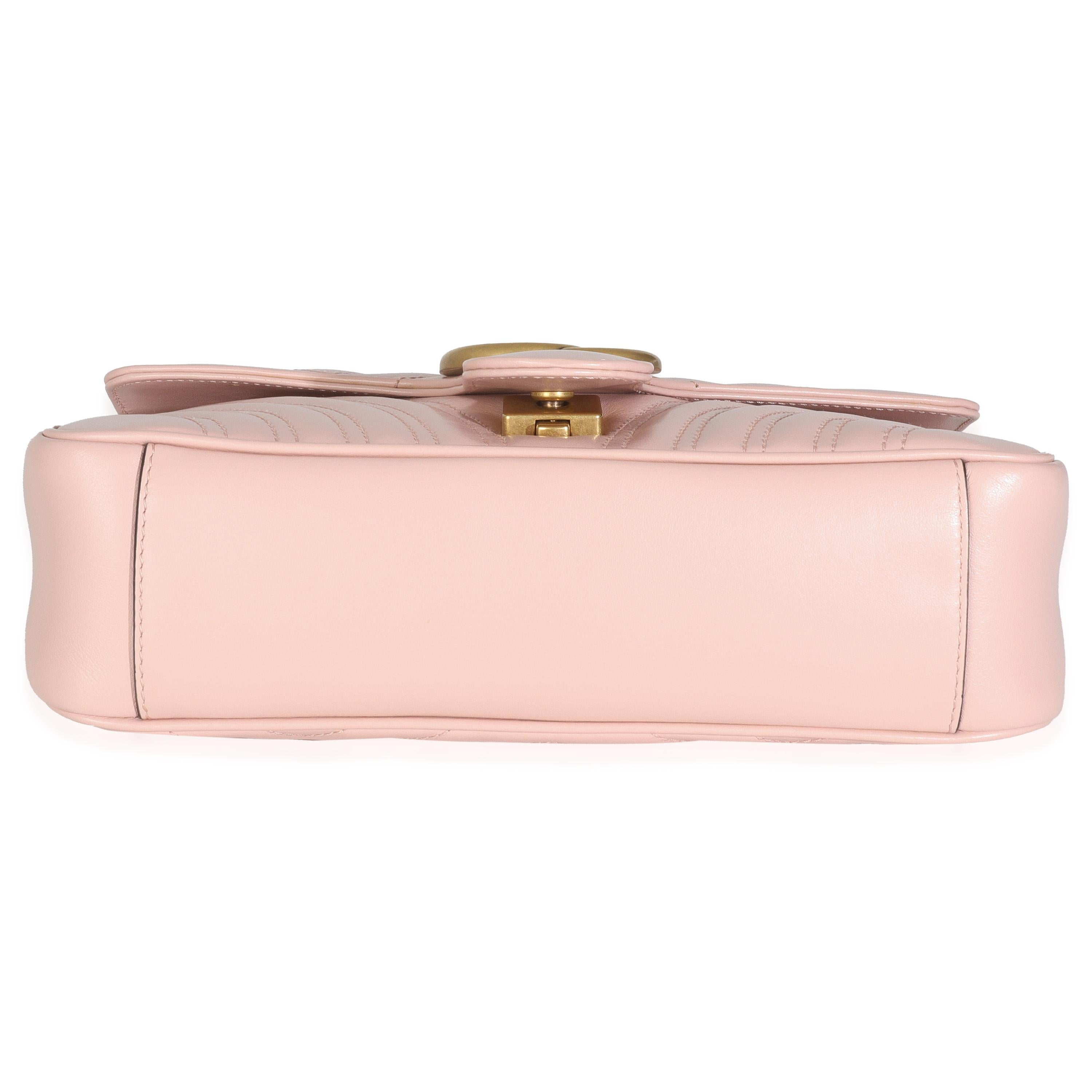 Gucci Borsa a tracolla piccola GG Marmont in pelle di vitello rosa Matelasse in vendita 3