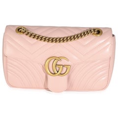 Gucci Pink Calfskin Matelasse Small GG Marmont Shoulder Bag