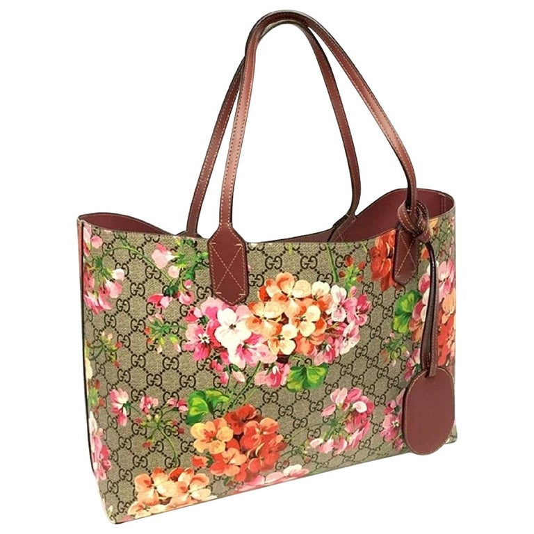 Gucci Pink Canvas Blooms Shoulder Bag at 1stdibs