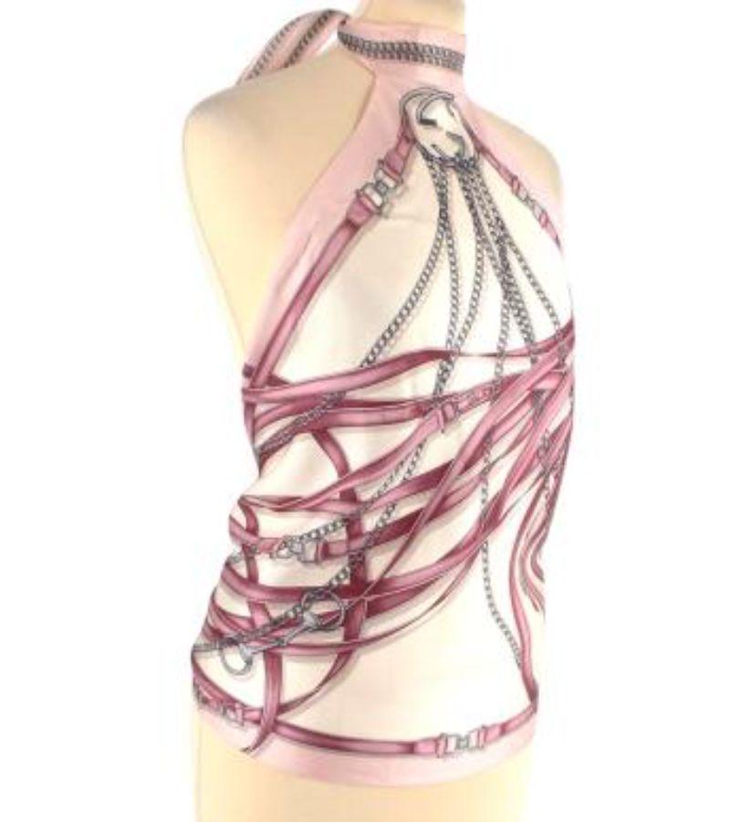 Gucci Pink Chain Print Halter Scarf Top In Excellent Condition In London, GB