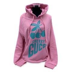 Gucci Pink Cherry Motif Cotton Hoodie Sweatshirt Size M